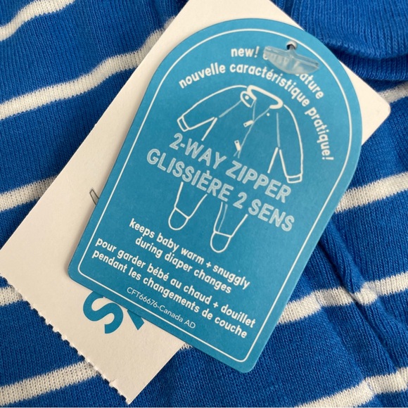 Carters Whale Striped One Piece Full 2 Way Zipper Footed Pajamas Size 9M NWT - Picture 3 of 5